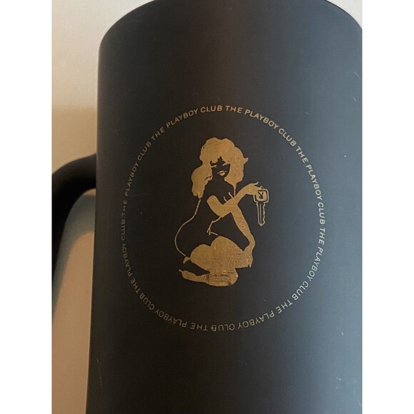 Nice Vintage 1970s The PLAYBOY Club Matte Black Glass Beer Mug RARE - Picture 3 of 8